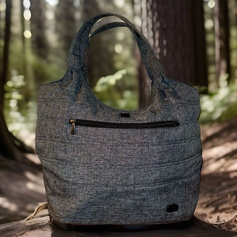 LUG Gondola XL Puffer Shoulder Bag Heather Grey Quilted Travel Tote